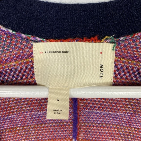 Moth Anthropologie Plaid Belted Open Knit Cardigan Sweater Multicolor Size L - Picture 5 of 10